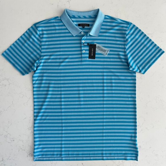 Britches SS 3 Button Pull On Striped Poly Blend Polo Shirt Teal Blue Sz XL NWT - Picture 13 of 13